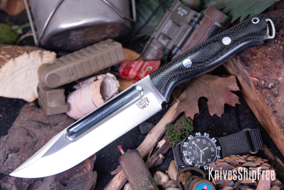 Bark River Knives: Squad Leader II - CPM 3V - Duskdog Canvas Micarta - Blue Liners