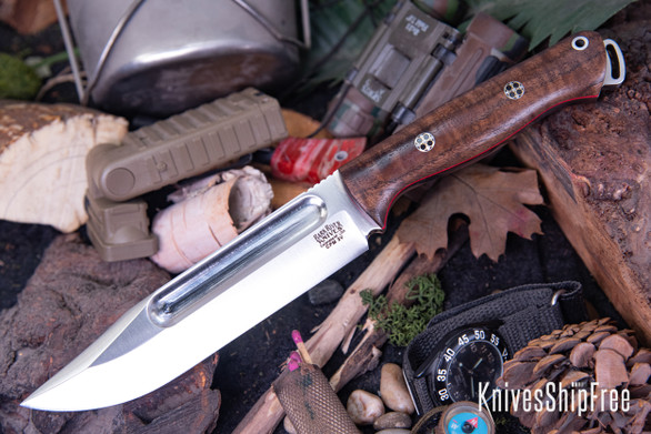 Bark River Knives: Squad Leader II - CPM 3V - Walnut Burl - Red Liners - Mosaic Pins #1