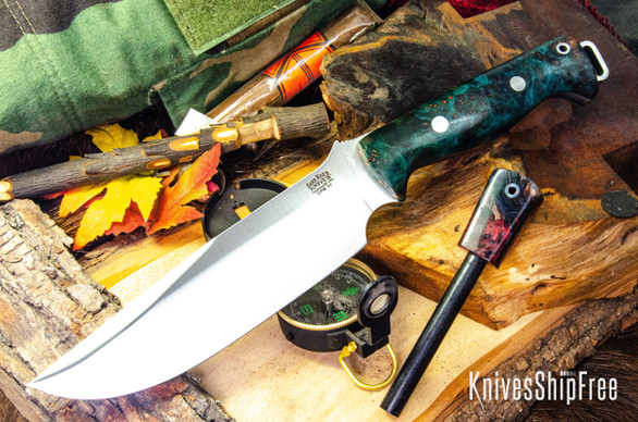 Bark River Knives: Bravo Survivor - CPM 3V - Forest Green Maple Burl