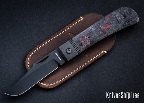 Jack Wolf Knives: Benny's Clip - Titanium Slipjoint - Dark Matter Red Fat Carbon - CPM-S90V - Black DLC