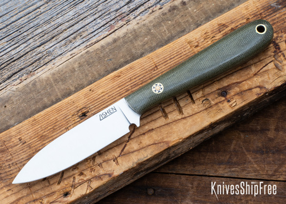 Lishen Knives: Orson - Green Canvas Micarta - Mosaic Pin - LK17IJ001