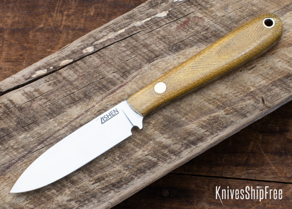 Lishen Knives: Orson - Natural Canvas Micarta - Brass Pin - LK17IJ018