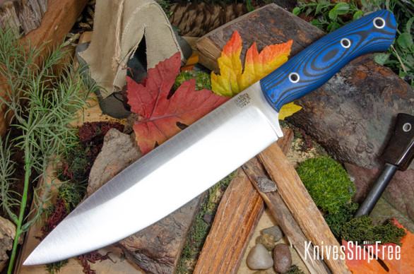 Bark River Knives: Aurora III - CPM 3V - Blue & Black Suretouch - Matte - Purple Liner - Hollow Pins