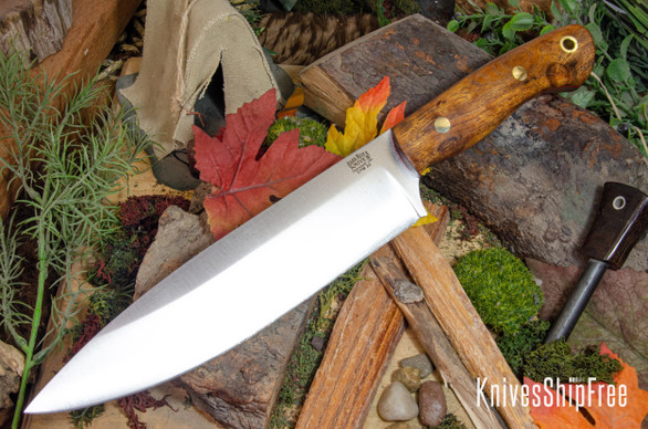 Bark River Knives: Aurora III - CPM 3V - Desert Ironwood - Red Liners - Brass Pins