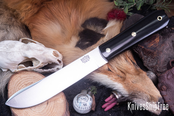 Bark River Knives: Mountain Man - 5" Blade - CPM 3V - Black Canvas Micarta - Brass Pins