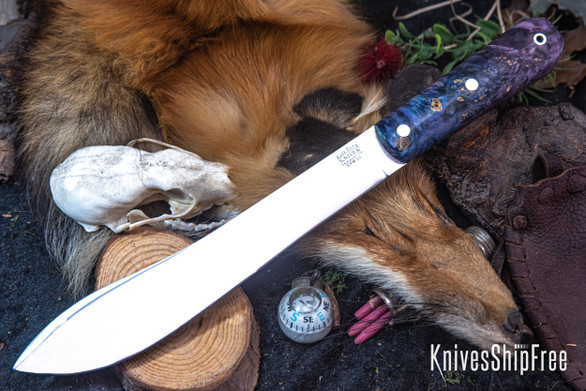 Bark River Knives: Mountain Man 8" - CPM 3V - Blue & Lavendar Maple Burl #1