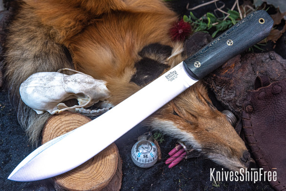 Bark River Knives: Mountain Man 8" - CPM 3V - Gray Sycamore Maple Burl - Mosaic Pins