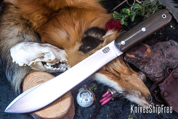 Bark River Knives: Mountain Man 8" - CPM 3V - Green Canvas Micarta - Red Liners