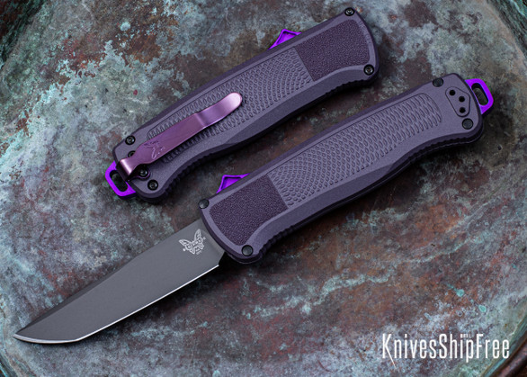 Benchmade Knives: 5370GY-06 Shootout - OTF Auto - Dark Purple Grivory - CPM CruWear - Smoke Gray PVD 