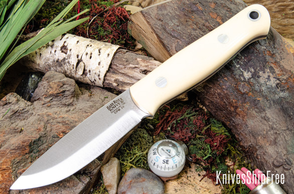 Bark River Knives: Bushcrafter LT - CPM 3V - Antique Bone Linen Micarta