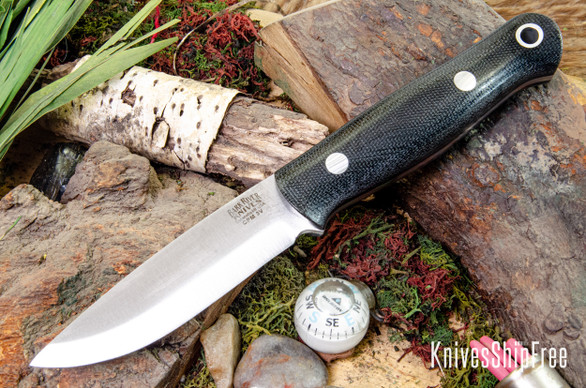 Bark River Knives: Bushcrafter LT - CPM 3V - Black Canvas Micarta
