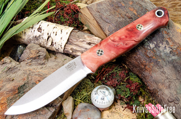 Bark River Knives: Bushcrafter LT - CPM 3V - Cherry Spalted Maple Burl - Mosaic Pins