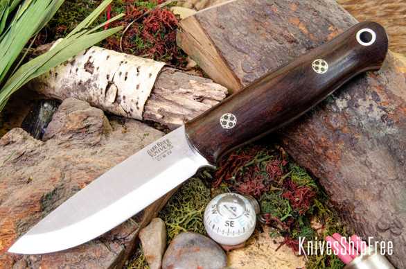 Bark River Knives: Bushcrafter LT - CPM 3V - Desert Ironwood - Black Liners - Mosaic Pins #2