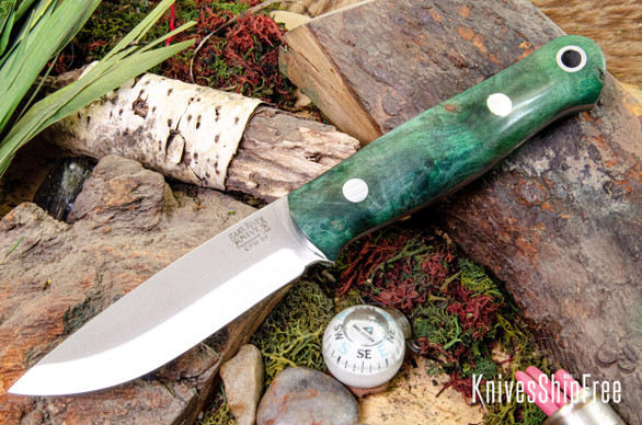 Bark River Knives: Bushcrafter LT - CPM 3V - Emerald Green Maple Burl