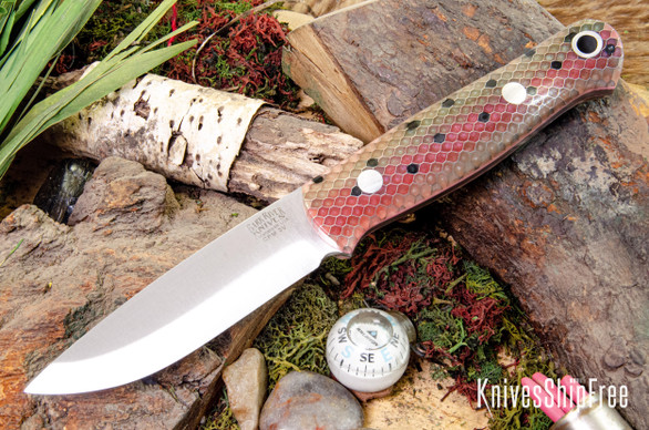 Bark River Knives: Bushcrafter LT - CPM 3V - Rainbow Trout - Pink Liner