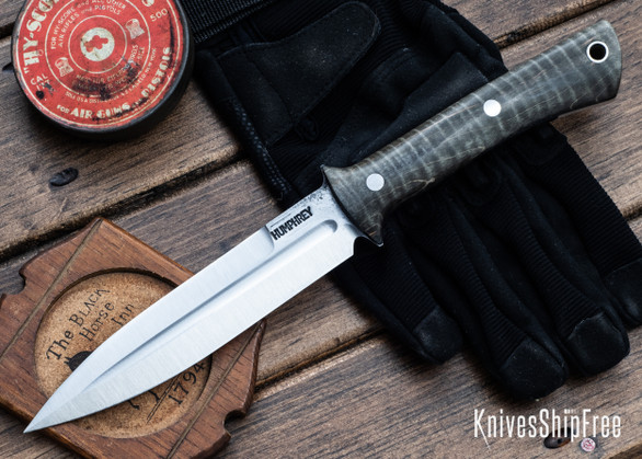 Lon Humphrey Knives: Archangel - 52100 Tool Steel - Curly Maple - Black Liners - LH04KJ027