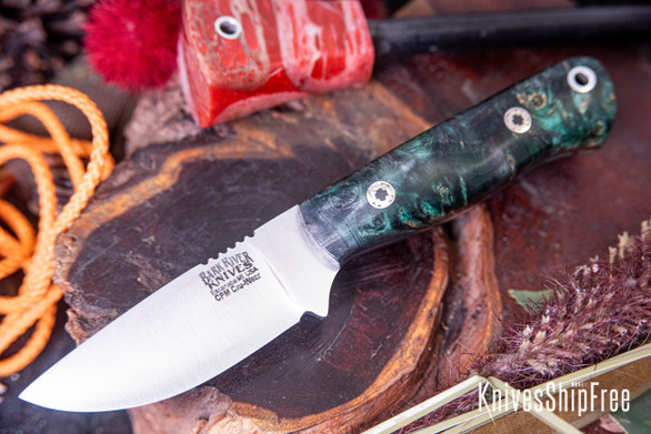 Bark River Knives: Bravo Necker - Cru-Wear - Forest Green Maple Burl - Mosaic Pins #2