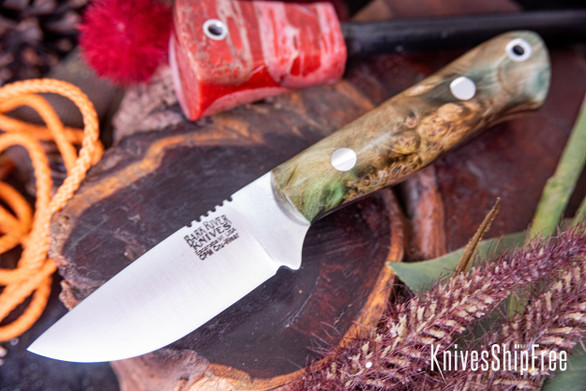 Bark River Knives: Bravo Necker - Cru-Wear - Green & Gold Maple Burl