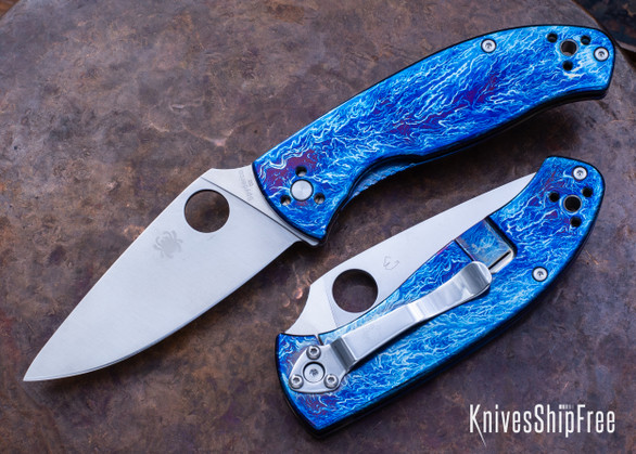 Spyderco: Tenacious Framelock - Blue Disarray Titanium - D2 - C122TIBLD2P