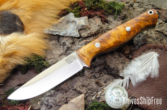 Bark River Knives: Gunny Hunter Z-Wear - Amboyna Burl - Cherry Liner #1