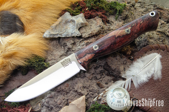 Bark River Knives: Gunny Hunter Z-Wear - Cherry Spalted Maple Burl - Mosaic Pins