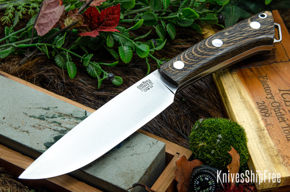 Bark River Knives: Fox River II LT - CPM 3V - Bog Oak - White Liner