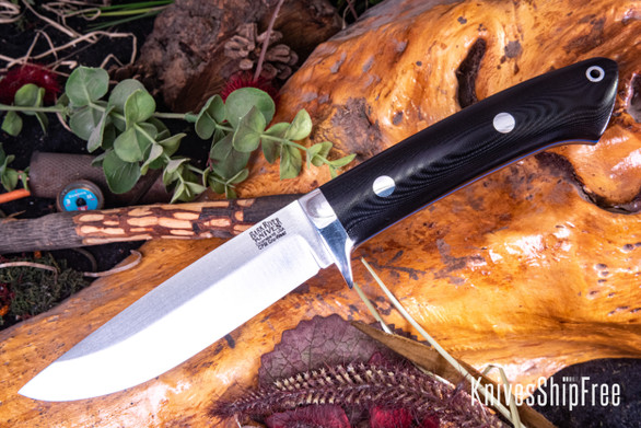 Bark River Knives: Wilderness 5 - CPM CruWear - Black G-10 - Blue Liners