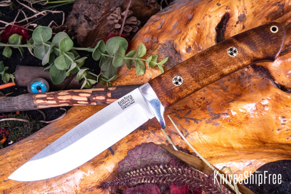 Bark River Knives: Wilderness 5 - CPM CruWear - Dark Curly Maple - Black Liners - Mosaic Pins #2
