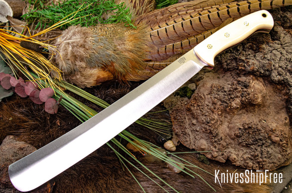Bark River Knives: Golok II - Antique Ivory Micarta - Red Liners - Mosaic Pins