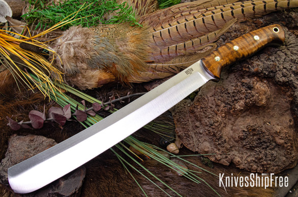 Bark River Knives: Golok II - Dark Curly Maple - Black Liners - Mosaic Pins #3