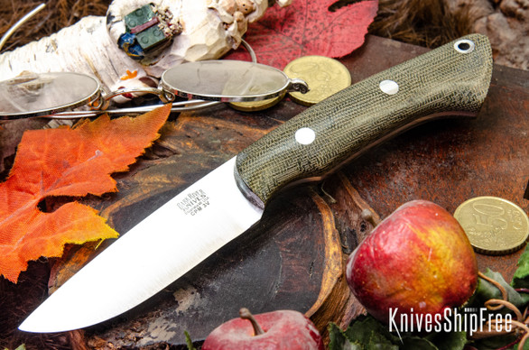 Bark River Knives: Featherweight Fox River - CPM 3V - Green Canvas Micarta
