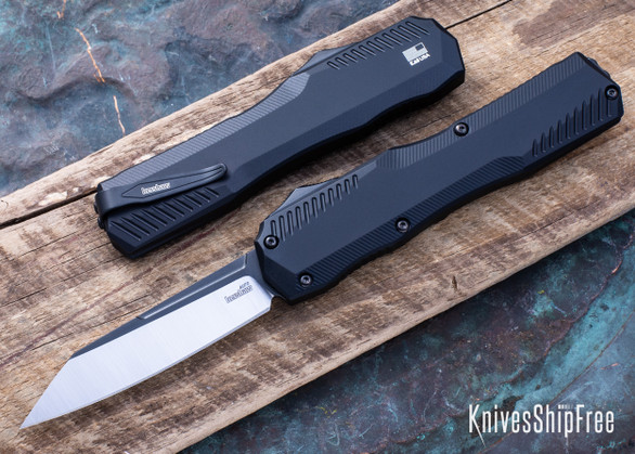Kershaw Knives: Livewire - OTF Auto - Black Anodized Aluminum - CPM-MagnaCut - Two-Tone Reverse Tanto - 9000R
