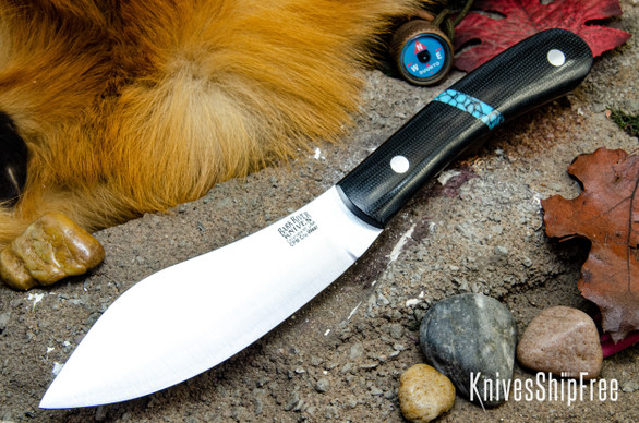 Bark River Knives: Nessmuk - Cru-Wear - Black Canvas Micarta - Turquoise Spacer