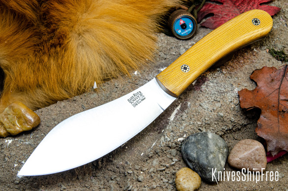 Bark River Knives: Nessmuk - Cru-Wear - Natural Canvas Micarta - Black Liners - Mosaic Pins