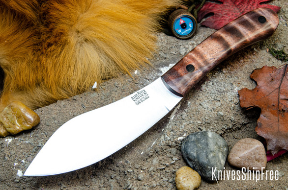 Bark River Knives: Nessmuk - Cru-Wear - Salmon Maple Burl - Red Liner - Black Pins
