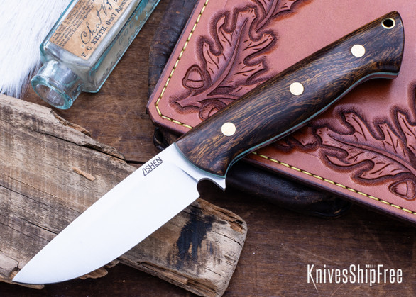 Lishen Knives: Dakota - Desert Ironwood - Brass Pins - Tiffany Blue Liners - LK21AK032
