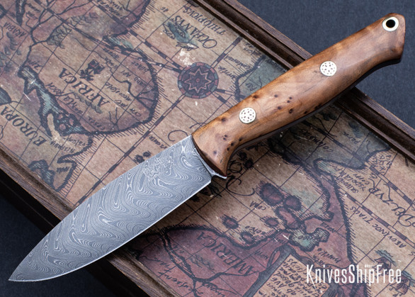 Bark River Knives: UP EDC - Thuya Burl - Red Liners - Mosaic Pins - Boomerang Pattern