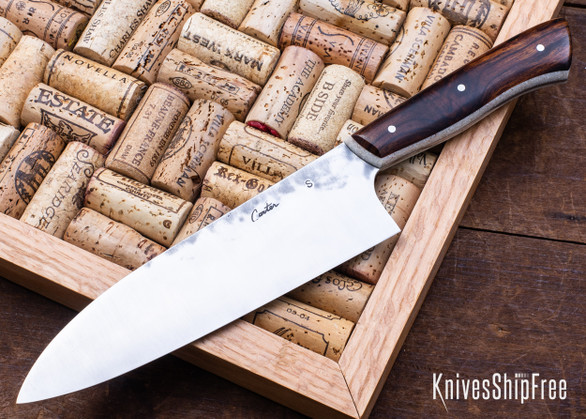 Carter Cutlery: Custom 7.0" - Ironwood - Corian - Hitachi Blue Super San-mai - CC24BK011