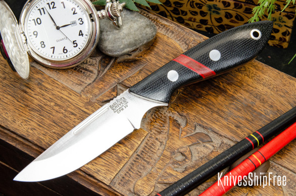Bark River Knives: Adventurer - CPM 3V - Black Canvas Micarta - Red Linen Micarta Spacer - Red Liners