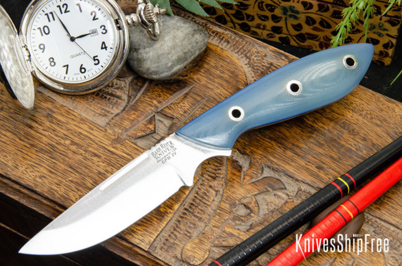Bark River Knives: Adventurer - CPM 3V - Ghost Green Jade G-10 - Blue Liners - Hollow Pins