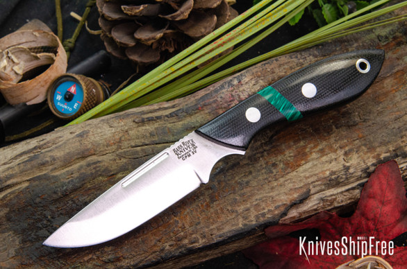 Bark River Knives: Adventurer - CPM 3V - Black Canvas Micarta - Malachite Spacer