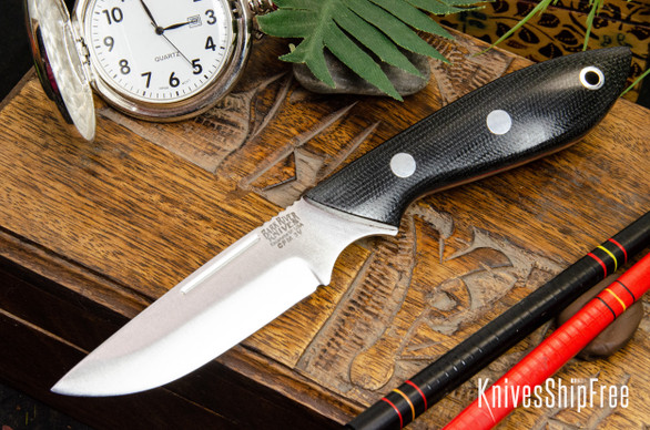 Bark River Knives: Adventurer - CPM 3V - Black Canvas Micarta - Red Liners