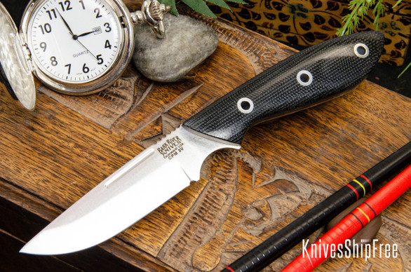 Bark River Knives: Adventurer - CPM 3V - Black Canvas - Hollow Pins