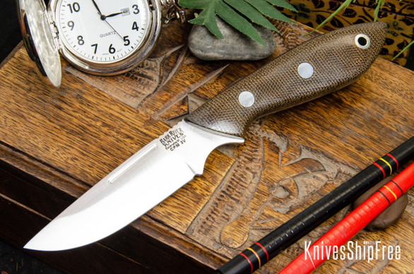 Bark River Knives: Adventurer - CPM 3V - Green Canvas Micarta