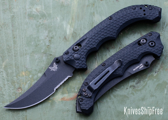 Benchmade Knives: 865SBK Mini Bedlam - AXIS Lock - Black G-10 - CPM-S90V - Graphite Cerakote - Partially Serrated