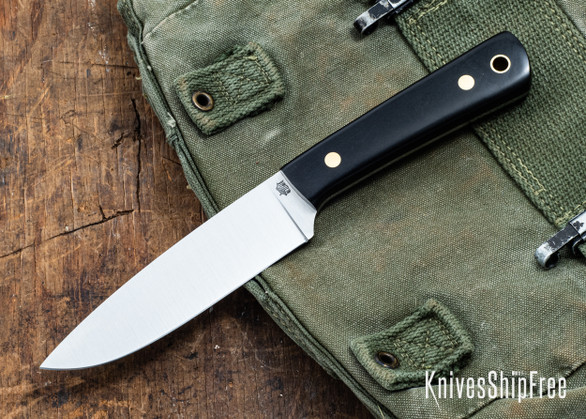 L.T. Wright Knives: Large Pouter - Black Diamond Ricklite - Polished - AEB-L - Flat Ground (NO SHEATH)