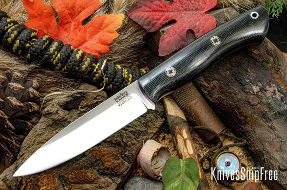 Bark River Knives: Aurora - CPM MagnaCut - Black Canvas Micarta - Red Liners - Mosaic Pins