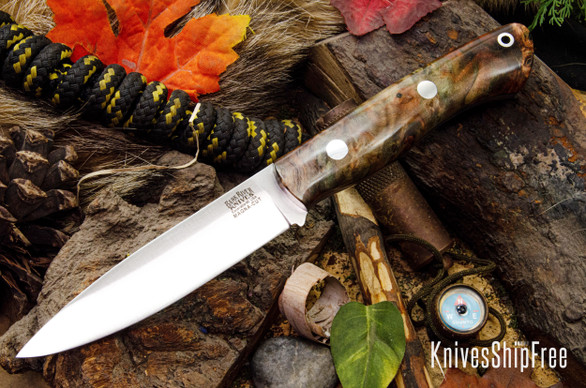 Bark River Knives: Aurora - CPM MagnaCut - Green & Brown Maple Burl - Black Liner