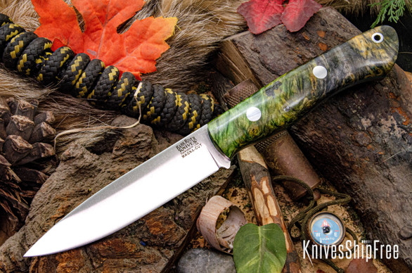 Bark River Knives: Aurora - CPM MagnaCut - Green & Gray Maple Burl - Green Liner