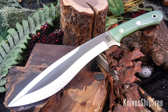 Bark River Knives: Camp Bolo CPM-154 - Ghost Green Jade G-10 - Green Liners